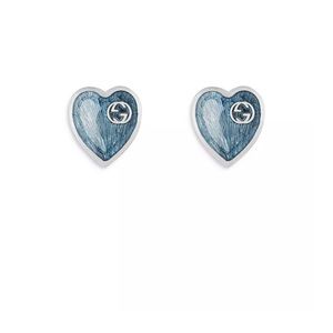Gucci Sterling Silver & Enamel Heart Stud Earrings